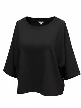 Max Studio Women's Black Relaxed Crop Top Quarter Sleeves